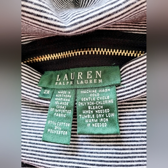 LAUREN Ralph Lauren Women's Two Faced Reversible Striped Jacket Cotton 2X - Picture 3 of 16